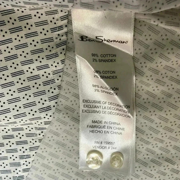 Ben Sherman white and navy short sleeve button down  shirt sz S - Picture 5 of 5